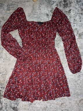 Trixxi Rust Red Floral Mini Dress